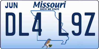 MO license plate DL4L9Z