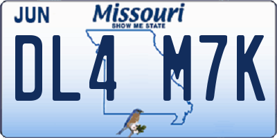MO license plate DL4M7K