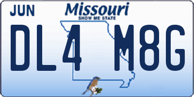MO license plate DL4M8G