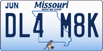MO license plate DL4M8K