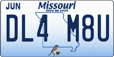 MO license plate DL4M8U