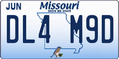 MO license plate DL4M9D