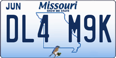 MO license plate DL4M9K