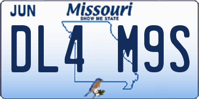 MO license plate DL4M9S