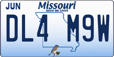 MO license plate DL4M9W