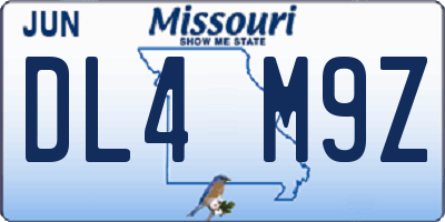 MO license plate DL4M9Z
