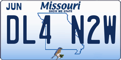 MO license plate DL4N2W