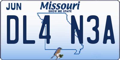 MO license plate DL4N3A