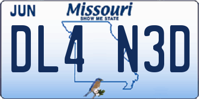 MO license plate DL4N3D
