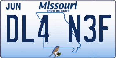 MO license plate DL4N3F