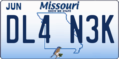 MO license plate DL4N3K