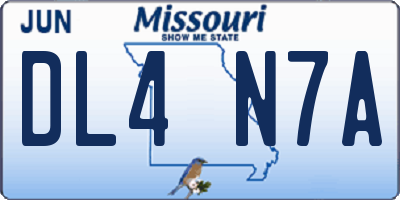 MO license plate DL4N7A
