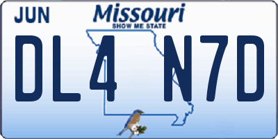 MO license plate DL4N7D