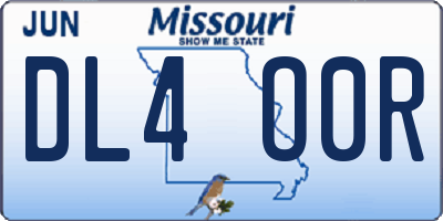 MO license plate DL4O0R