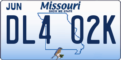 MO license plate DL4O2K