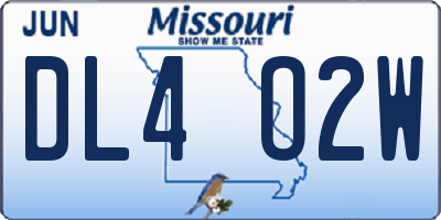 MO license plate DL4O2W