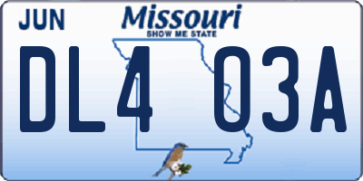 MO license plate DL4O3A
