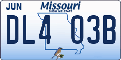 MO license plate DL4O3B