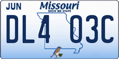 MO license plate DL4O3C