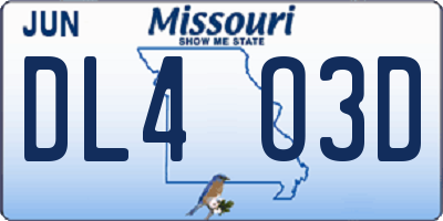 MO license plate DL4O3D