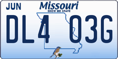 MO license plate DL4O3G