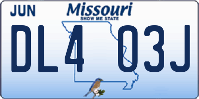 MO license plate DL4O3J