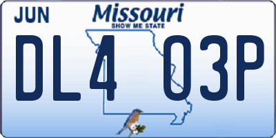 MO license plate DL4O3P
