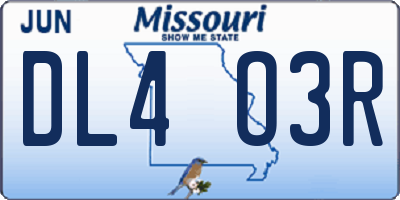 MO license plate DL4O3R