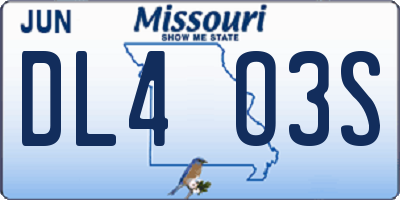 MO license plate DL4O3S