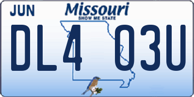 MO license plate DL4O3U