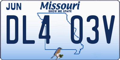 MO license plate DL4O3V