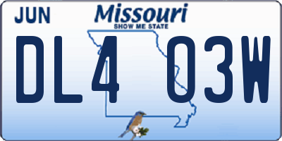 MO license plate DL4O3W