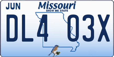 MO license plate DL4O3X