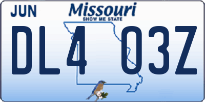 MO license plate DL4O3Z