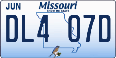 MO license plate DL4O7D