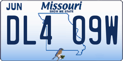 MO license plate DL4O9W