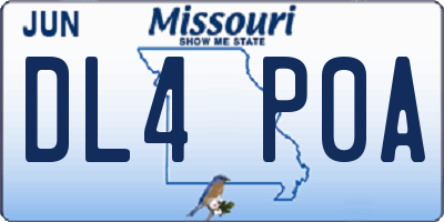 MO license plate DL4P0A