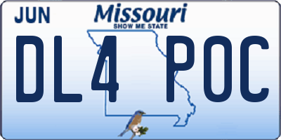MO license plate DL4P0C