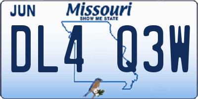 MO license plate DL4Q3W