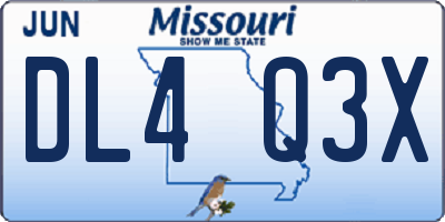 MO license plate DL4Q3X