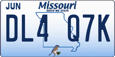 MO license plate DL4Q7K