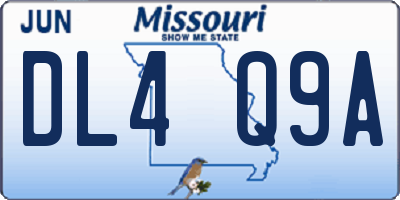 MO license plate DL4Q9A
