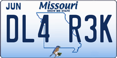 MO license plate DL4R3K