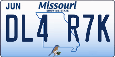 MO license plate DL4R7K