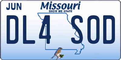 MO license plate DL4S0D