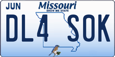 MO license plate DL4S0K
