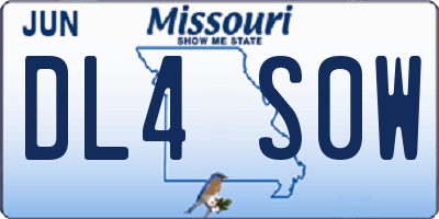 MO license plate DL4S0W