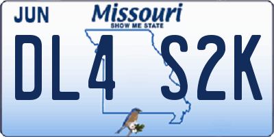 MO license plate DL4S2K