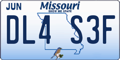 MO license plate DL4S3F