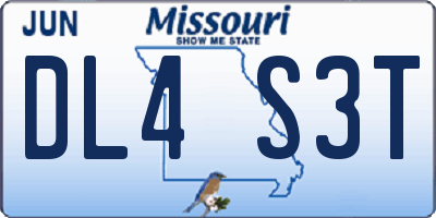 MO license plate DL4S3T